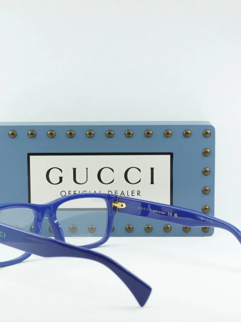 Gucci GG1141O 002 Rectangle Eyeglasses – Blue 56mm - Picture 6 of 10
